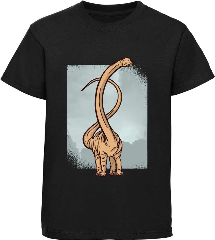 Bedrucktes Kinder T-Shirt mit Langhalssaurier i48